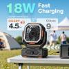 imageOGERY 2025 Upgraded Camping Fan Portable Rechargeable Fan with 20000mAh Battery Powered Stronger Wind Stepless Speed Regulation Fast Charging for Tent Travel Car Outdoor Camping EssentialsBlackOrange