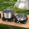 imageOGERY 2Burner Foldable Camping Stove with Griddle Textured ampamp Smooth and Carrying Bag Portable Propane Camp Stove with 2 Adjustable Burners ampamp Piezo Ignition for Camping Tailgating Essentials GearBlack