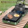 imageOGERY 2Burner Foldable Camping Stove with Griddle Textured ampamp Smooth and Carrying Bag Portable Propane Camp Stove with 2 Adjustable Burners ampamp Piezo Ignition for Camping Tailgating Essentials GearGreen