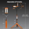 imageOGERY Rechargeable 10000mAh Camping Light with Stand 65 ft Max Height Cordless Work Light with 3 LED Lamp Heads 2200 Lumens Camping Essentials Gear Emergency Flashlight with Detachable TripodOrange