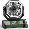 imageOGERY 20000mAh Rechargeable Camping Fan with LED Lantern Portable Battery Powered Fan Remote ampamp Oscillating  4 Speed for Tent Travel Bedroom Car Outdoor Camping EssentialsGreen