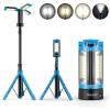 imageOGERY Rechargeable 10000mAh Camping Light with Stand 65 ft Max Height Cordless Work Light with 3 LED Lamp Heads 2200 Lumens Camping Essentials Gear Emergency Flashlight with Detachable TripodBlue