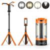 imageOGERY Rechargeable 10000mAh Camping Light with Stand 65 ft Max Height Cordless Work Light with 3 LED Lamp Heads 2200 Lumens Camping Essentials Gear Emergency Flashlight with Detachable TripodOrange