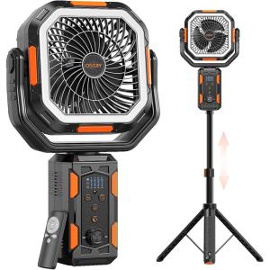 imageOGERY F21 Camping Fan with Stand 20000mAh Rechargeable Battery Powered Standing Fan LED Lanterns for Power Outages Strong Wind Fast Charging for Tent Travel Bedroom Camping Essentials