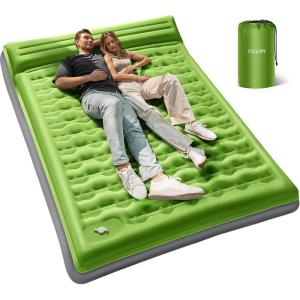 imageOGERY Sleeping Pad for Camping 6quot ExtraThick Reinforced Camping Sleeping Pad with Pillows ampamp Builtin Foot Pump Ultralight Self Inflating Air Mattress Mat for Tent Hiking Essentials GearGreen
