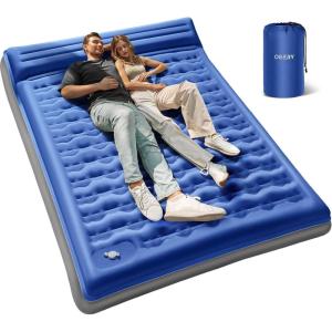 imageOGERY Sleeping Pad for Camping 6quot ExtraThick Reinforced Camping Sleeping Pad with Pillows ampamp Builtin Foot Pump Ultralight Self Inflating Air Mattress Mat for Tent Hiking Essentials GearBlue