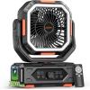 imageOGERY 2025 Upgraded Camping Fan Portable Rechargeable Fan with 30000mAh Battery Powered Stronger Wind Stepless Speed Regulation Fast Charging for Tent Travel Car Outdoor Camping EssentialsBlackOrange