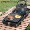 imageOGERY 2Burner Foldable Camping Stove with Griddle Textured ampamp Smooth and Carrying Bag Portable Propane Camp Stove with 2 Adjustable Burners ampamp Piezo Ignition for Camping Tailgating Essentials Gear