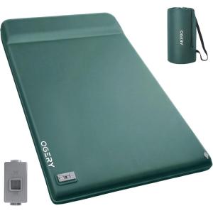 imageOGERY Self Inflating Sleeping Pad with Electric Pump 315 UltraThick Memory Foam Camping Pad 4 Season Camping Mattress Pad with Builtin Pillow Camping Essentials Gear for Tent Travel Car DoubleGreen