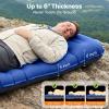 imageOGERY Sleeping Pad Ultralight Inflating Sleeping Pad for Camping with Pillow Builtin Foot Pump 6 ExtraThick Reinforced Camping Pad for Hiking Backpacking Tent SingleGreenBlueGrey