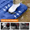 imageOGERY Sleeping Pad Ultralight Inflating Sleeping Pad for Camping with Pillow Builtin Foot Pump 6 ExtraThick Reinforced Camping Pad for Hiking Backpacking Tent SingleGreenBlueGrey