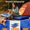 imageOGERY Sleeping Pad Ultralight Inflating Sleeping Pad for Camping with Pillow Builtin Foot Pump 6 ExtraThick Reinforced Camping Pad for Hiking Backpacking Tent SingleGreenBlueGrey