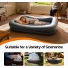 imageOGERY Cordless Inflatable Toddler Travel Bed with Rechargeable Detachable Air Pump amp Tent Portable Kids Air Mattress with 4Side Safety Bumpers for Travel Camping HomeDark Grey