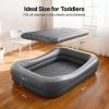 imageOGERY Cordless Inflatable Toddler Travel Bed with Rechargeable Detachable Air Pump amp Tent Portable Kids Air Mattress with 4Side Safety Bumpers for Travel Camping HomeDark Grey