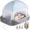 imageOGERY Cordless Inflatable Toddler Travel Bed with Rechargeable Detachable Air Pump amp Tent Portable Kids Air Mattress with 4Side Safety Bumpers for Travel Camping HomeDark Grey
