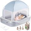 imageOGERY Cordless Inflatable Toddler Travel Bed with Rechargeable Detachable Air Pump amp Tent Portable Kids Air Mattress with 4Side Safety Bumpers for Travel Camping HomeLight Grey