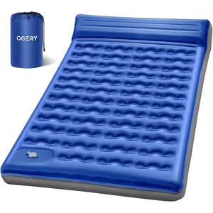 image:imageOGERY Double Sleeping Pad Ultralight Inflating Inflatable Sleeping Pad for Camping with Pillow Builtin Foot Pump 6 ExtraThick Reinforced Camping Pad for Hiking Backpacking Tent SingleGreenBlueGrey