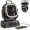image:imageOGERY Portable Fan Rechargeable Camping Fan for Tent with Up to 200H Runtime Battery Powered Fan with Remote LED Lantern Stepless Speed Auto Oscillation Camping Essentials amp GearBlackOrange