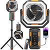 image:imageOGERY Portable Camping Fan with Adjustable Height Stand 30000mAh Battery Powered Fan with Remote LED Light Auto Oscillation for Tent RV Bedroom Travel  Floor amp Desk FanBlackOrange