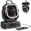 image:imageOGERY Portable Fan Rechargeable Camping Fan for Tent with Up to 200H Runtime Battery Powered Fan with Remote LED Lantern Stepless Speed Auto Oscillation Camping Essentials amp GearBlackPink