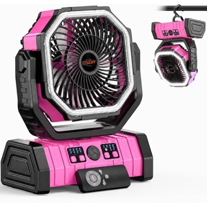 image:imageOGERY 20000mAh Rechargeable Camping Fan with LED Lantern Portable Battery Powered Fan Remote amp Oscillating  4 Speed for Tent Travel Bedroom Car Outdoor Camping EssentialsPink