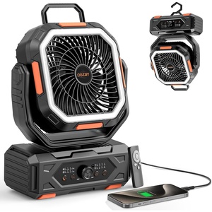image:imageOGERY Portable Fan Rechargeable Camping Fan for Tent with Up to 200H Runtime Battery Powered Fan with Remote LED Lantern Stepless Speed Auto Oscillation Camping Essentials amp GearBlackOrange